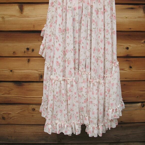 MAC DUGGAL  White Multicolor Floral Print Sleeveless Ruffled High-Low Gown - Picture 12 of 13